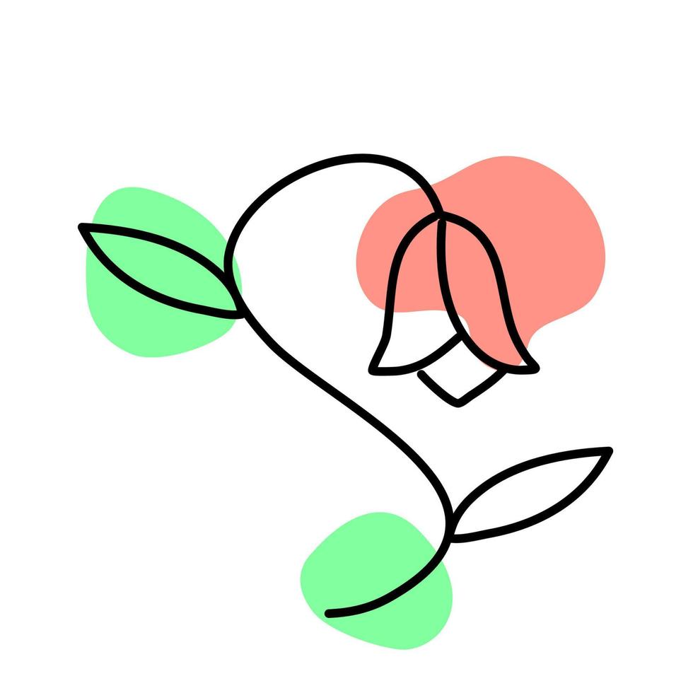 illustration de fleur minimaliste. plante florale et feuille. fleur naturelle. floral. vecteur