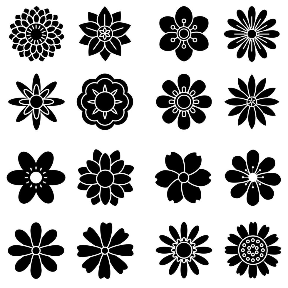 ensemble de vecteurs d'icônes de fleurs. collection de signes d'illustration de jardin. symbole ou logo de la flore. vecteur