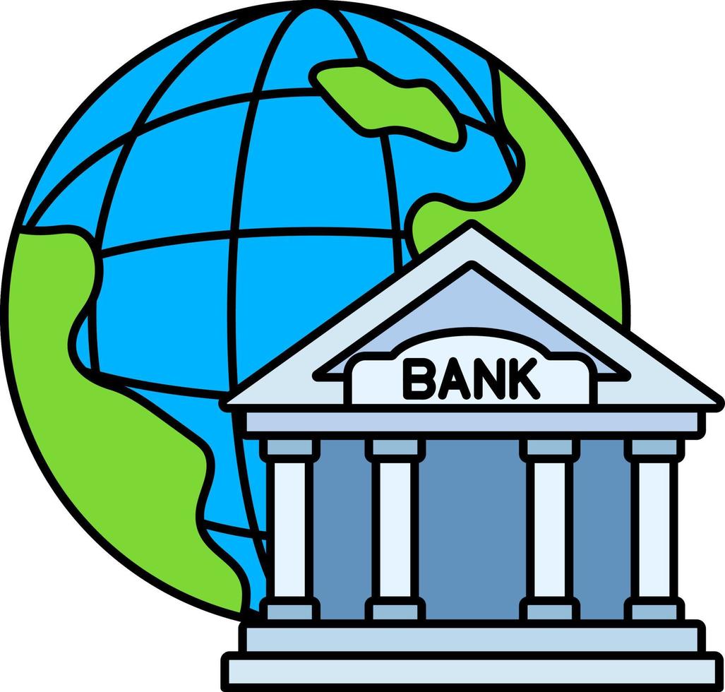 banque internationale mondiale d'investissements financiers paiement d'entreprise monde contour coloré vecteur