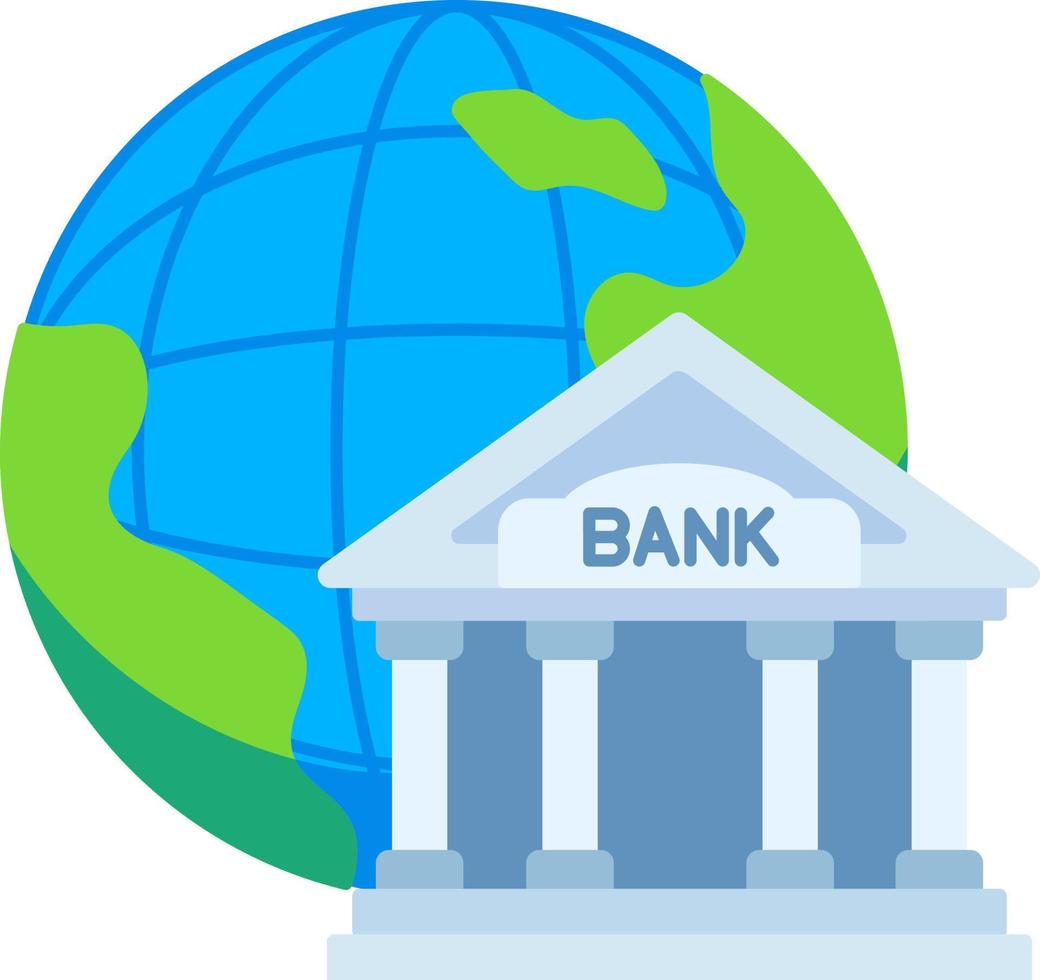 banque internationale investissement financier mondial entreprise paiement monde plat vecteur