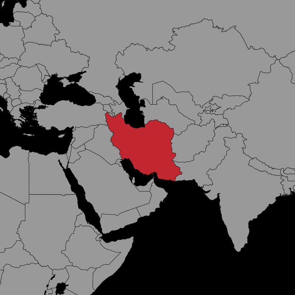 épinglez la carte avec le drapeau de l'iran sur la carte du monde. illustration vectorielle. vecteur