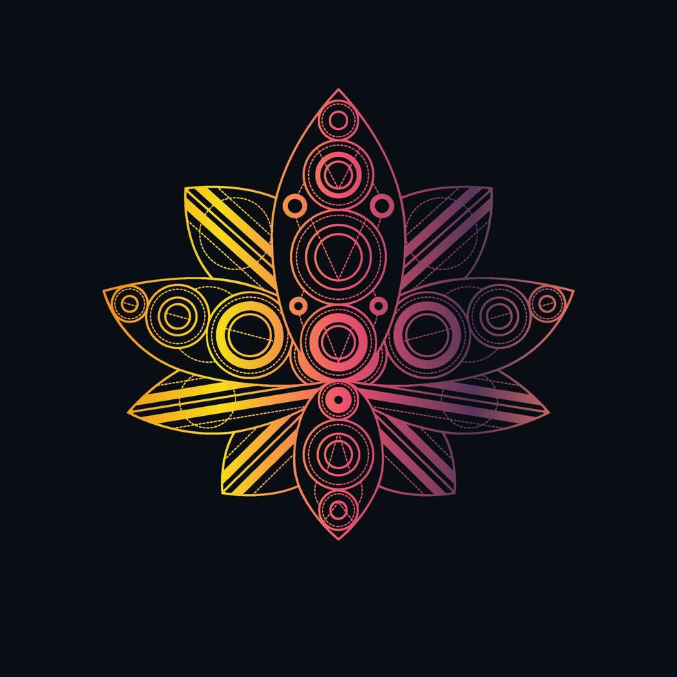 fleur de lotus avec illustration linéaire vectorielle motif géométrique vecteur