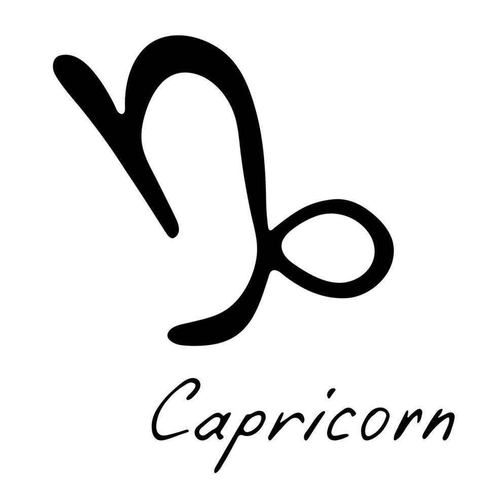 signe du zodiaque capricorne dessiné à la main symbole ésotérique doodle élément clipart astrologie pour la conception vecteur