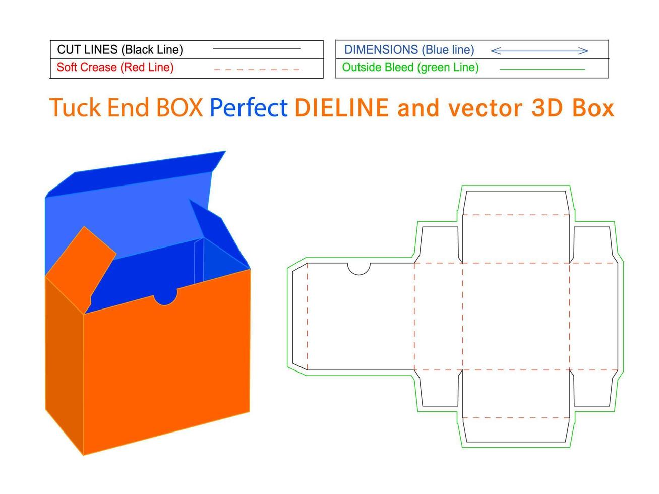 replier la boîte d'extrémité découpe parfaite et boîte 3d vectorielle vecteur