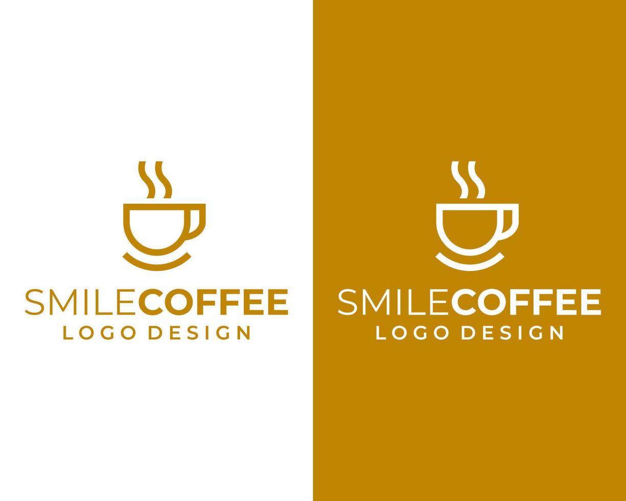 icône de sourire et création de logo de tasse de café. vecteur