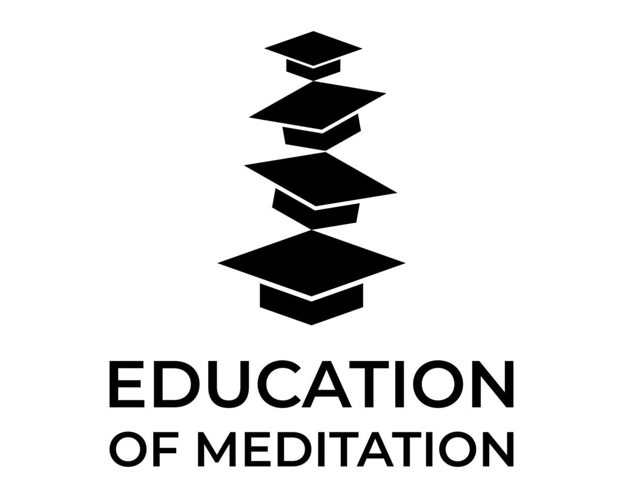 symbole de méditation et création de logo de chapeau académique. vecteur