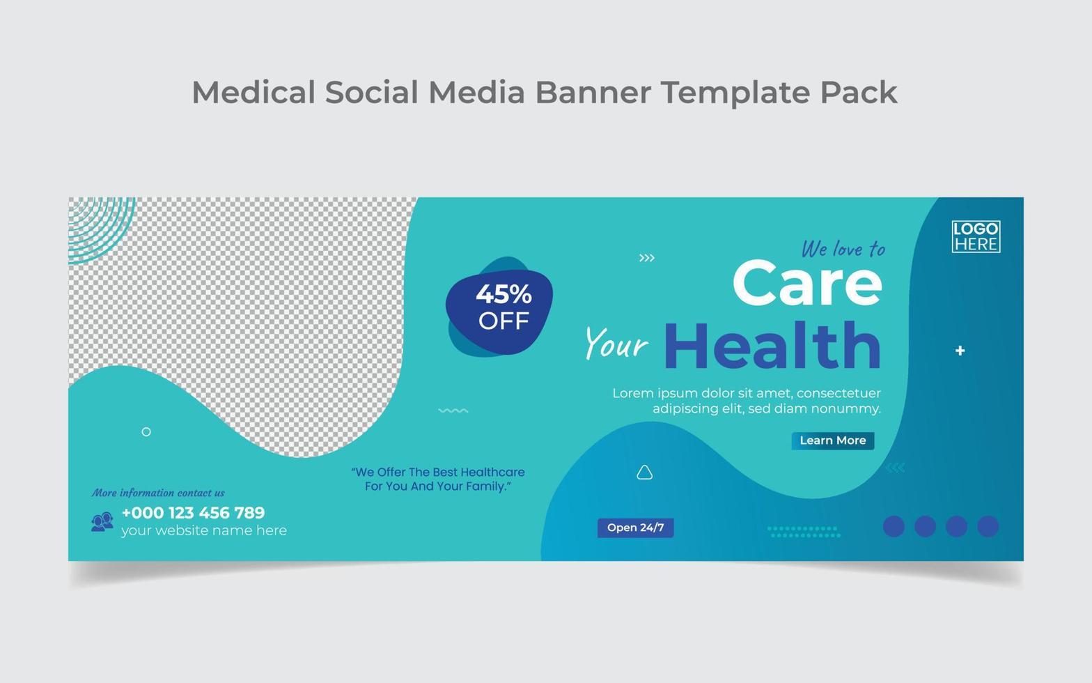 conception de couverture de médias sociaux médicaux et modèle de conception de bannière web vecteur