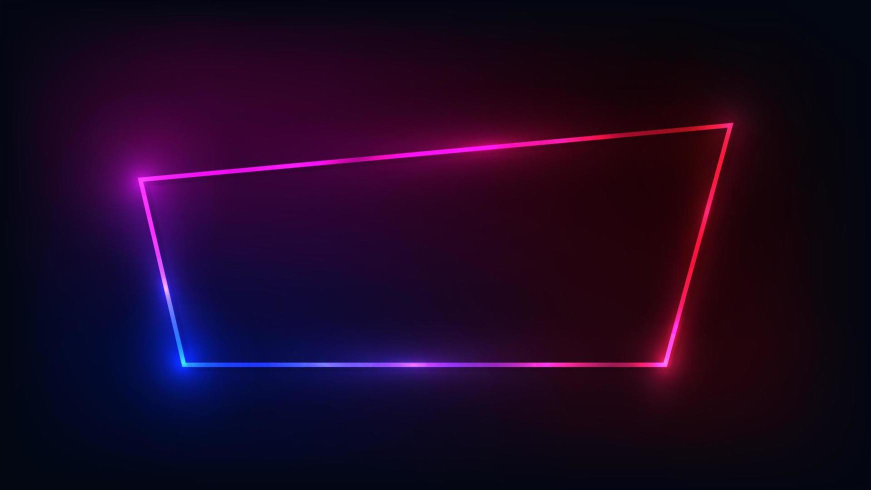 cadre néon avec effets brillants sur fond sombre. toile de fond techno rougeoyante vide. illustration vectorielle. vecteur