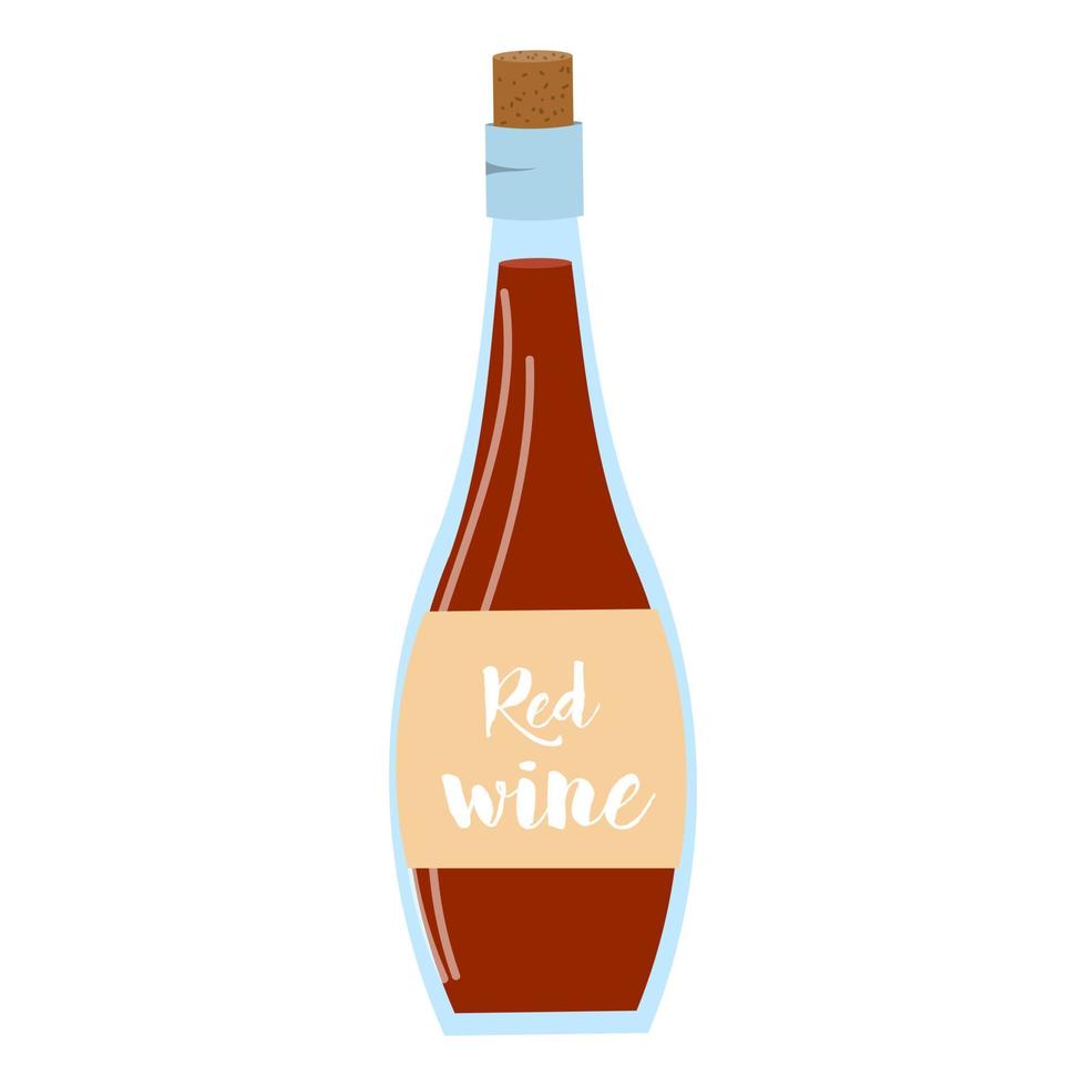 vin rouge en bouteille. illustration vectorielle sur fond blanc. vecteur