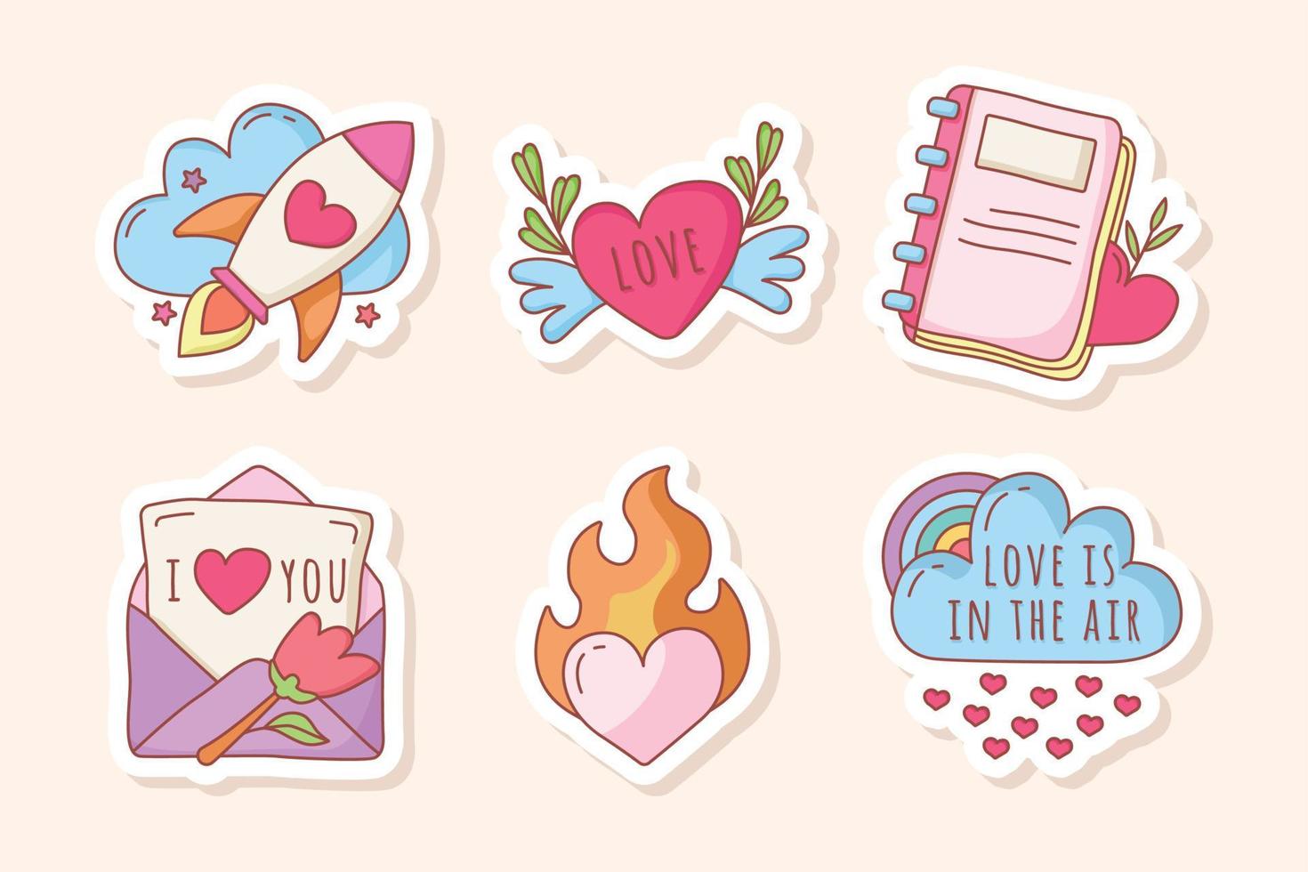 mignon valentin stickers vecteur