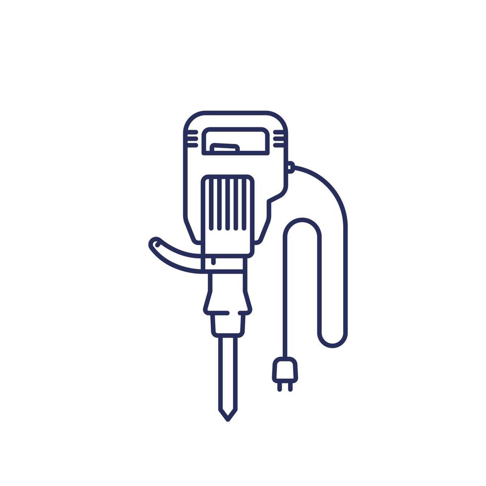 icône de ligne de marteau-piqueur, outil électrique vecteur