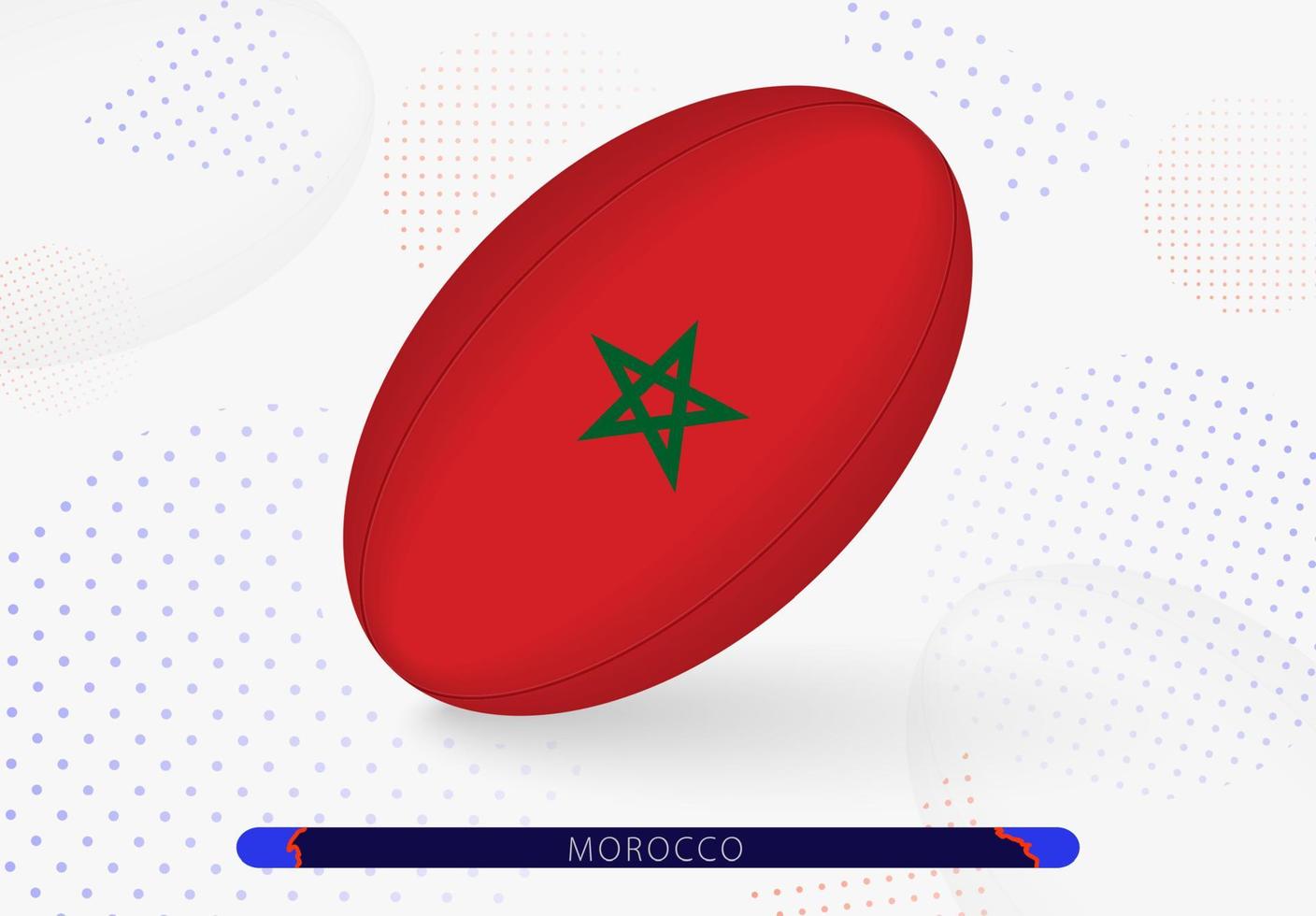 ballon de rugby avec le drapeau du maroc dessus. équipement pour l'équipe de rugby du maroc. vecteur