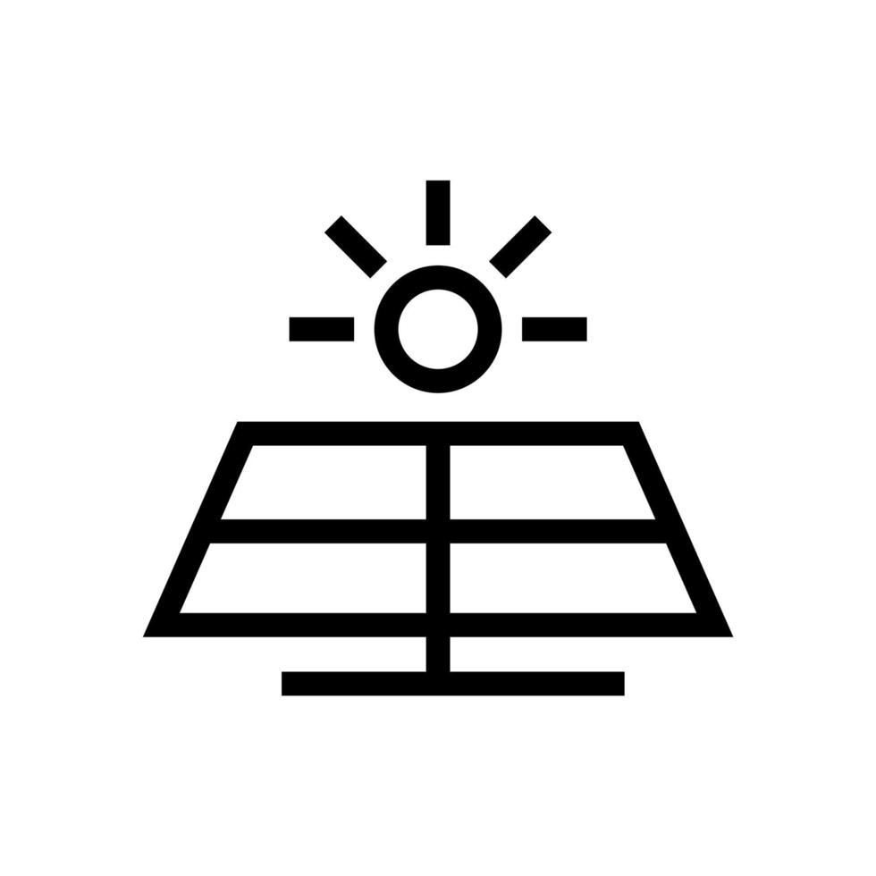 vecteur d'icône de panneau d'énergie solaire simple quatre cellules avec illustration isolée du soleil