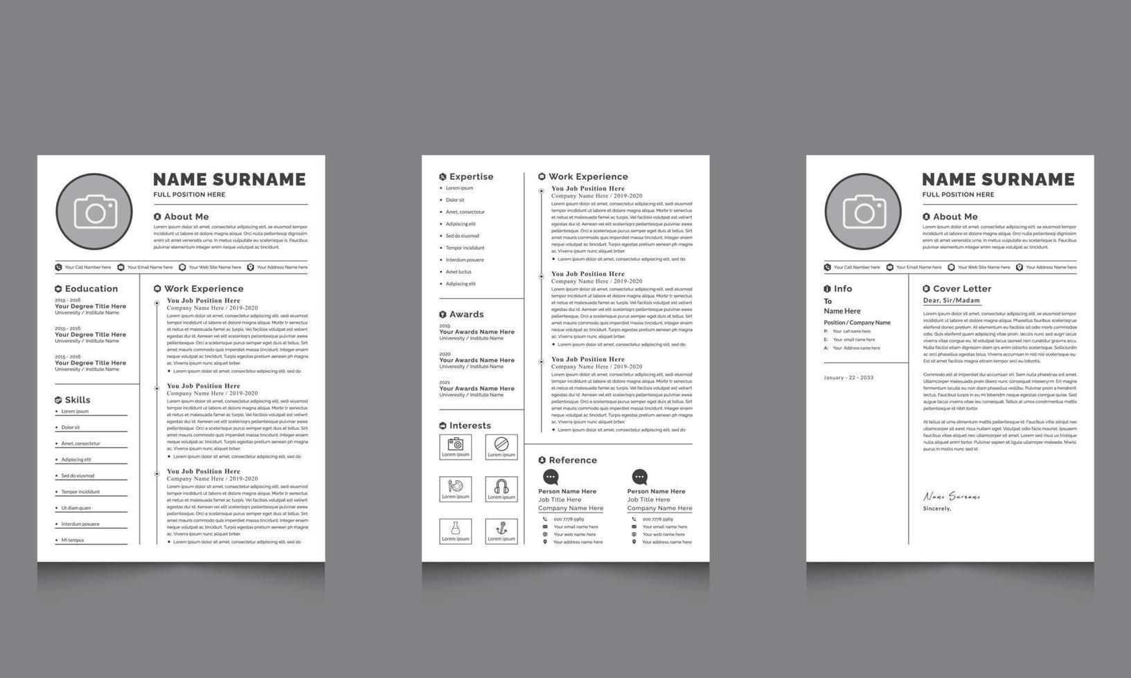 curriculum vitae propre et professionnel curriculum vitae et lettre de motivation avec modèle de cv pour les candidatures professionnelles vecteur