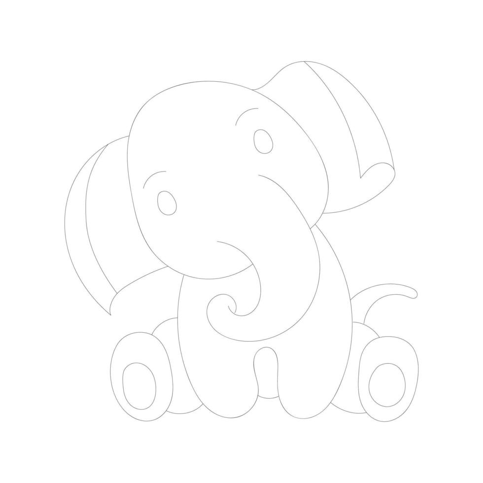 dessin en une ligne d'éléphant avec des pages à colorier vecteur