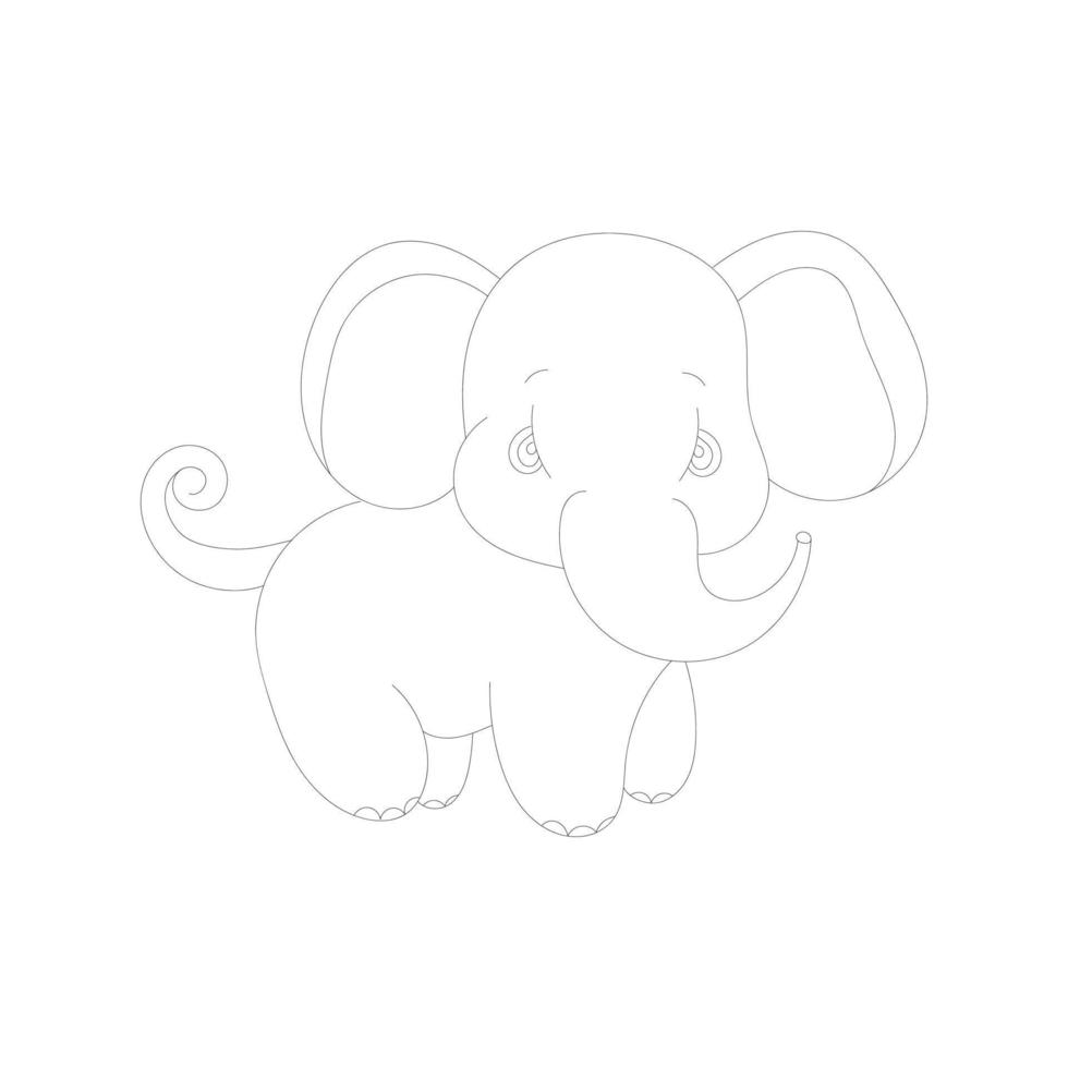 dessin en une ligne d'éléphant avec des pages à colorier vecteur