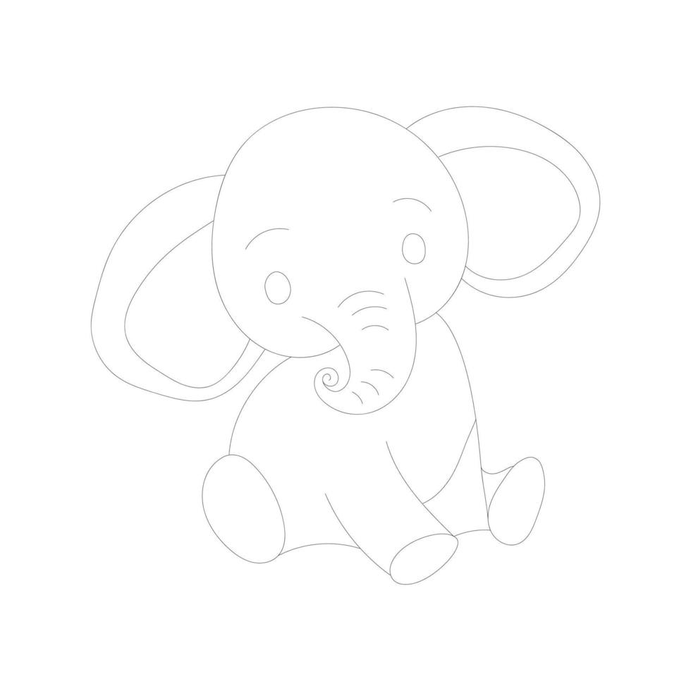 dessin en une ligne d'éléphant avec des pages à colorier vecteur