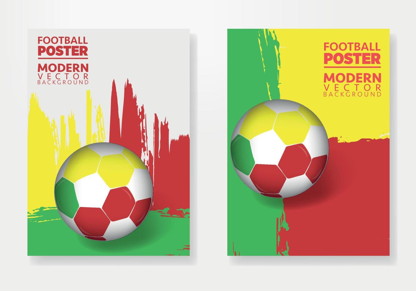 modèle d'affiche de football de vecteur bénin, avec ballon de football, textures de brosse et place pour vos textes.