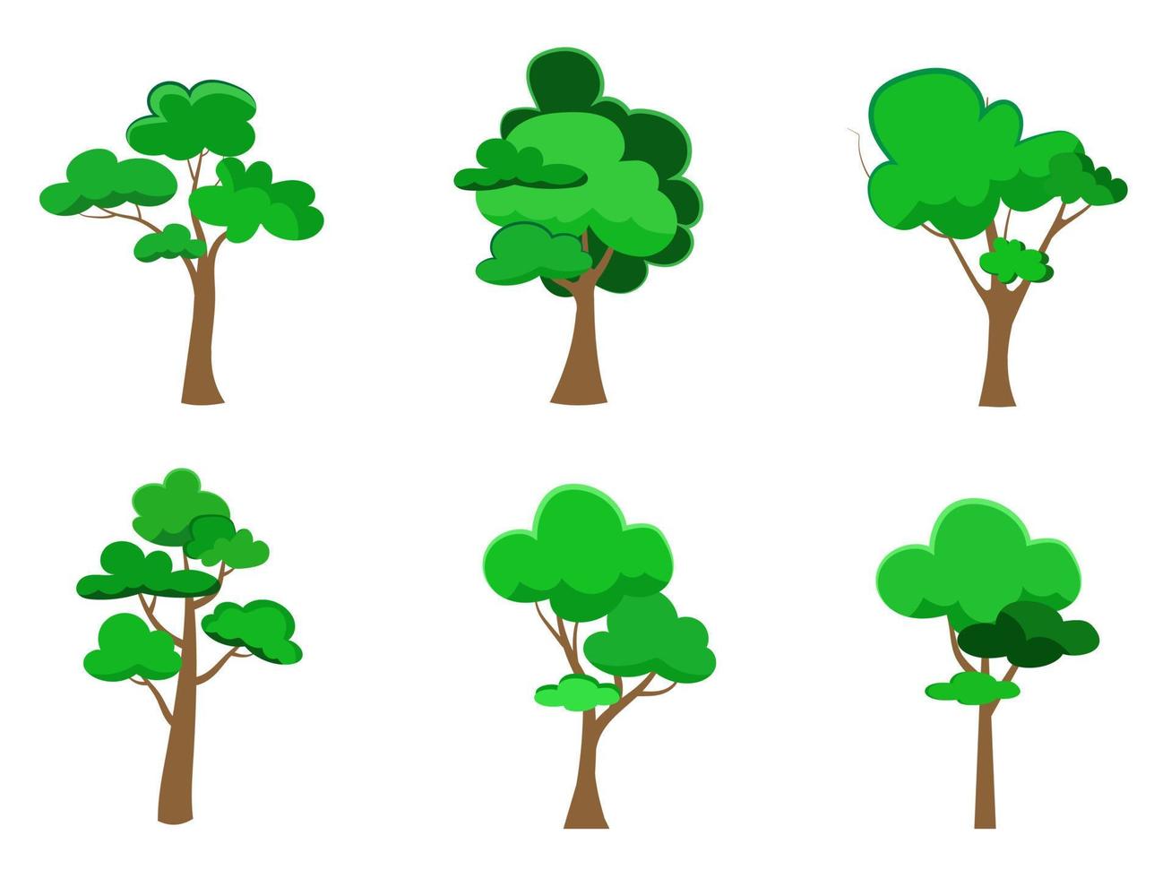 les arbres aux feuilles vertes sont beaux et rafraîchissants. style de logo arbre et racines. vecteur