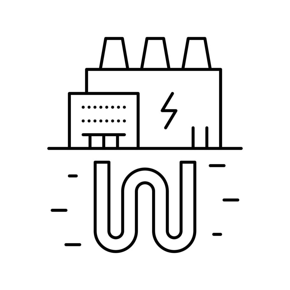illustration vectorielle de l'icône de la ligne de l'usine d'énergie électrique vecteur