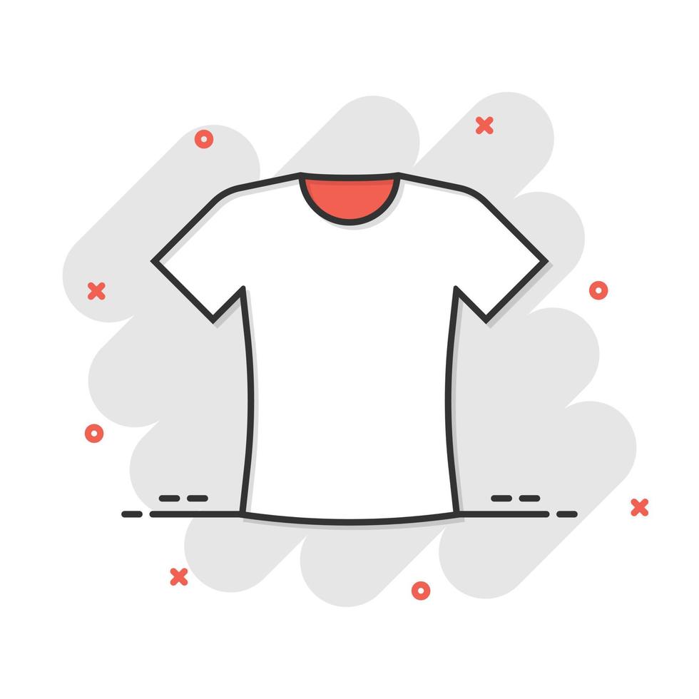 icône de t-shirt dans le style comique. illustration de vecteur de dessin animé de vêtements décontractés sur fond blanc isolé. concept d'entreprise d'effet d'éclaboussure d'usure de polo.