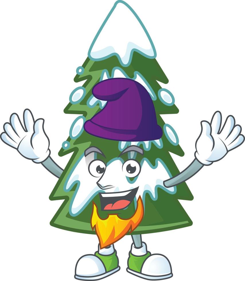 dessin animé de neige de sapin de noël vecteur