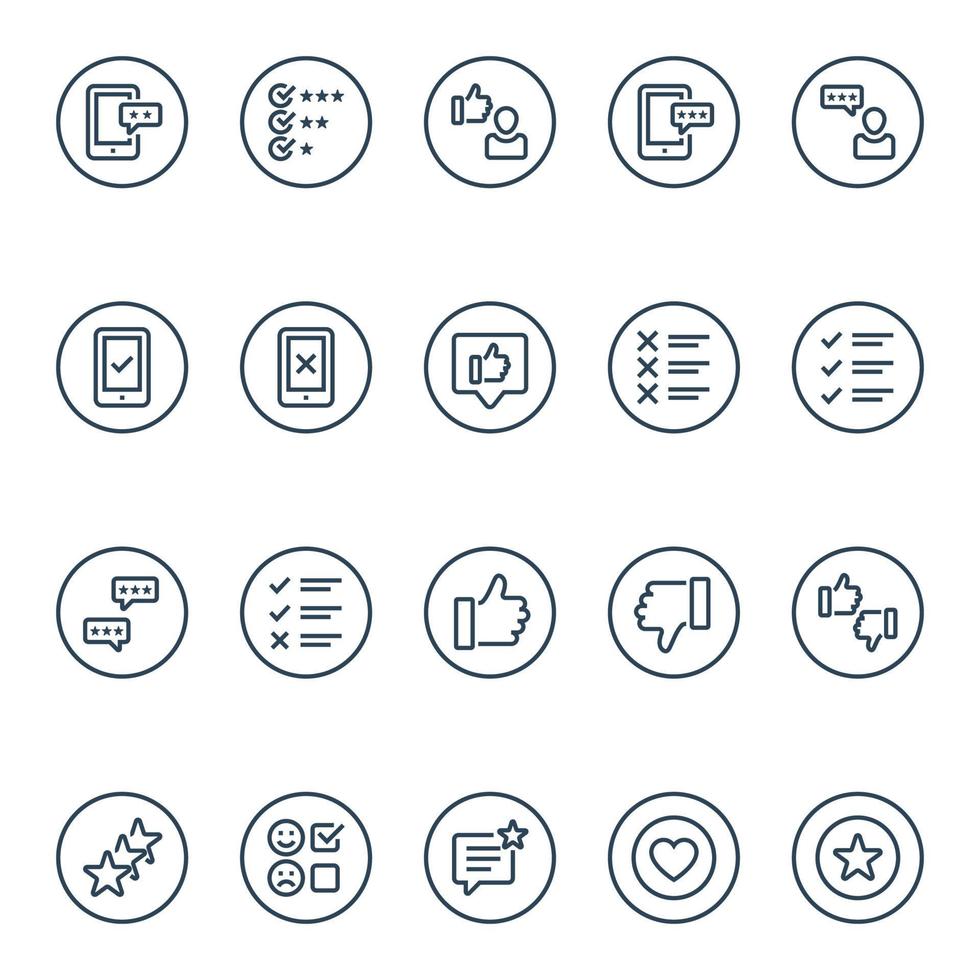icônes de contour pour l'examen des commentaires. vecteur