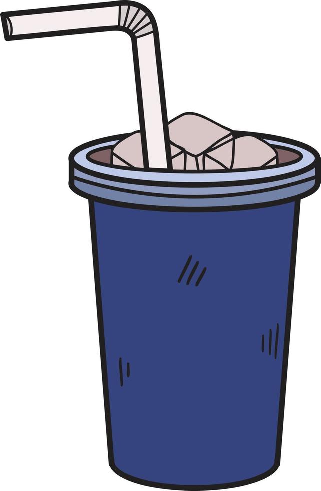 illustration de tasses et de pailles en papier pour boissons gazeuses dessinées à la main dans un style doodle vecteur