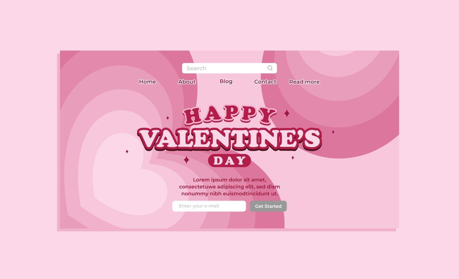 page de destination rose plate pour la célébration de la saint valentin vecteur
