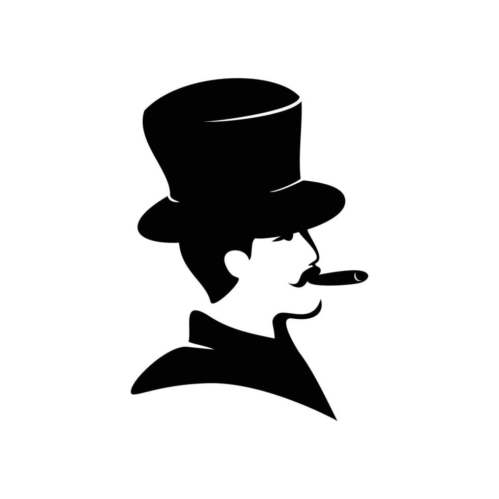 création de modèle de logo gentleman. homme avec chapeau icône, signe et symbole. vecteur