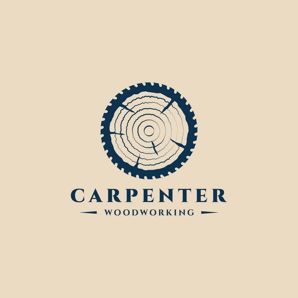 scierie charpentier logo vintage modèle vectoriel illustration design