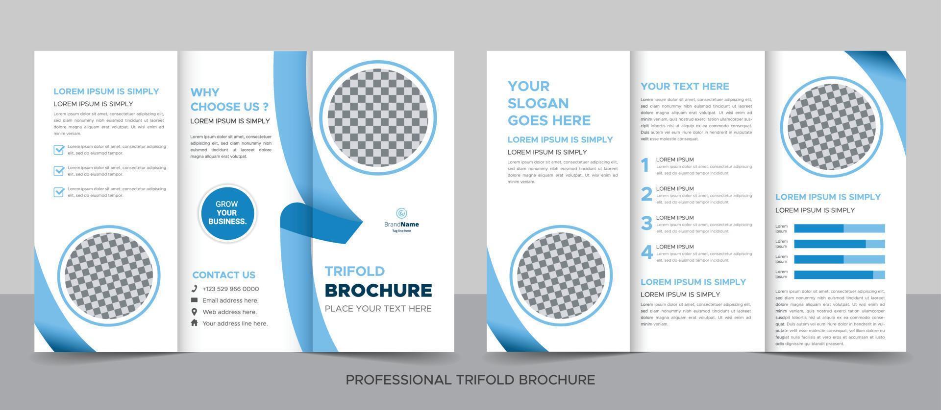 modèle de conception de brochure à trois volets pour votre entreprise, votre entreprise, votre entreprise, votre publicité, votre marketing, votre agence et votre activité Internet. vecteur