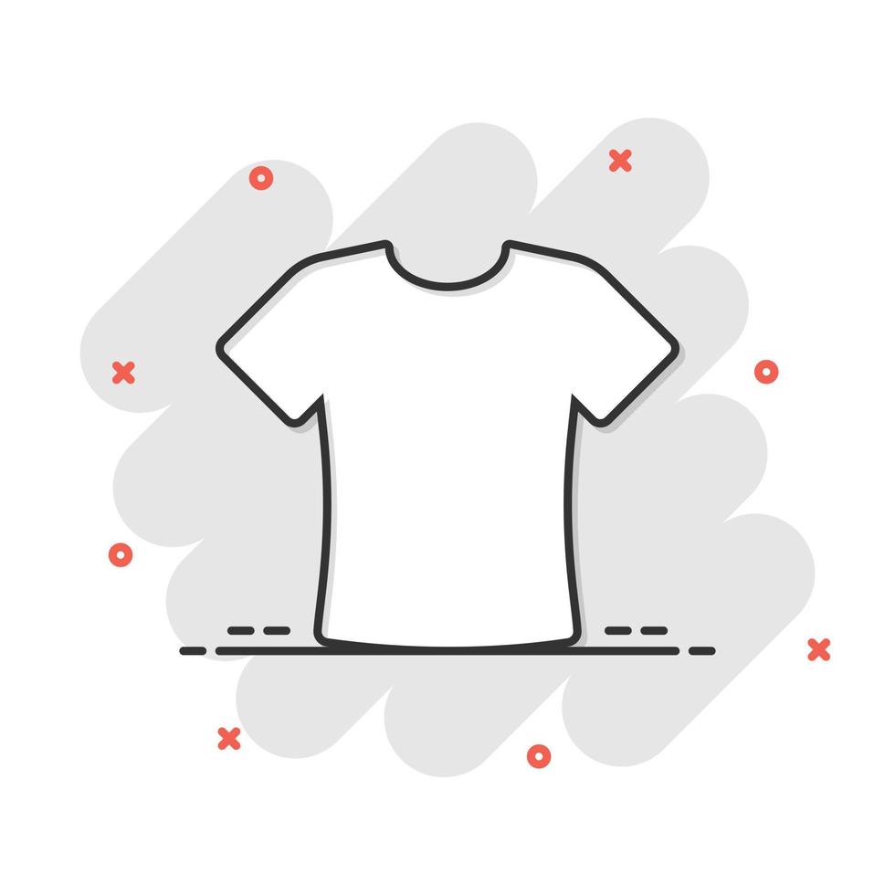 icône de t-shirt dans le style comique. illustration de vecteur de dessin animé de vêtements décontractés sur fond blanc isolé. concept d'entreprise d'effet d'éclaboussure d'usure de polo.