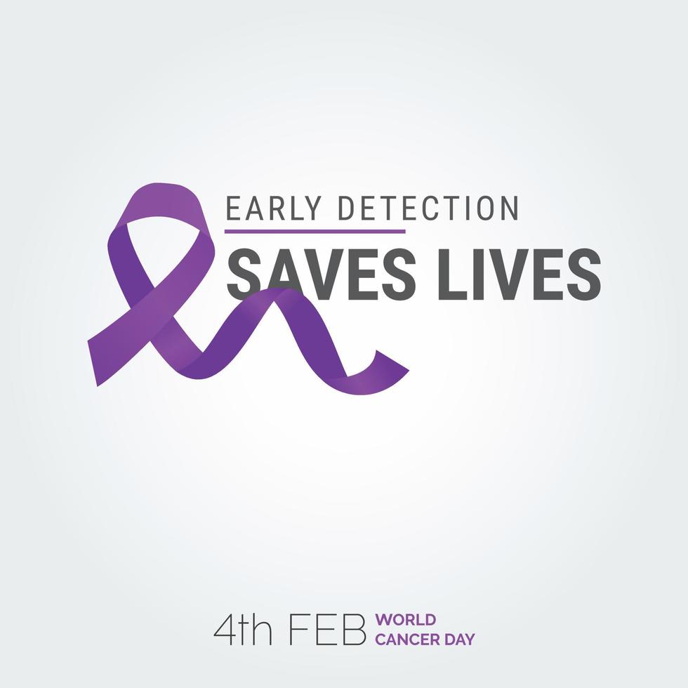 la détection précoce sauve des vies la typographie du ruban. 4 février journée mondiale contre le cancer vecteur