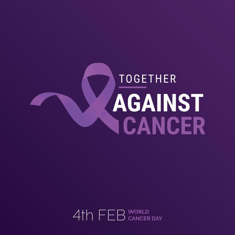 ensemble contre la typographie du ruban de cancer. 4 février journée mondiale contre le cancer vecteur