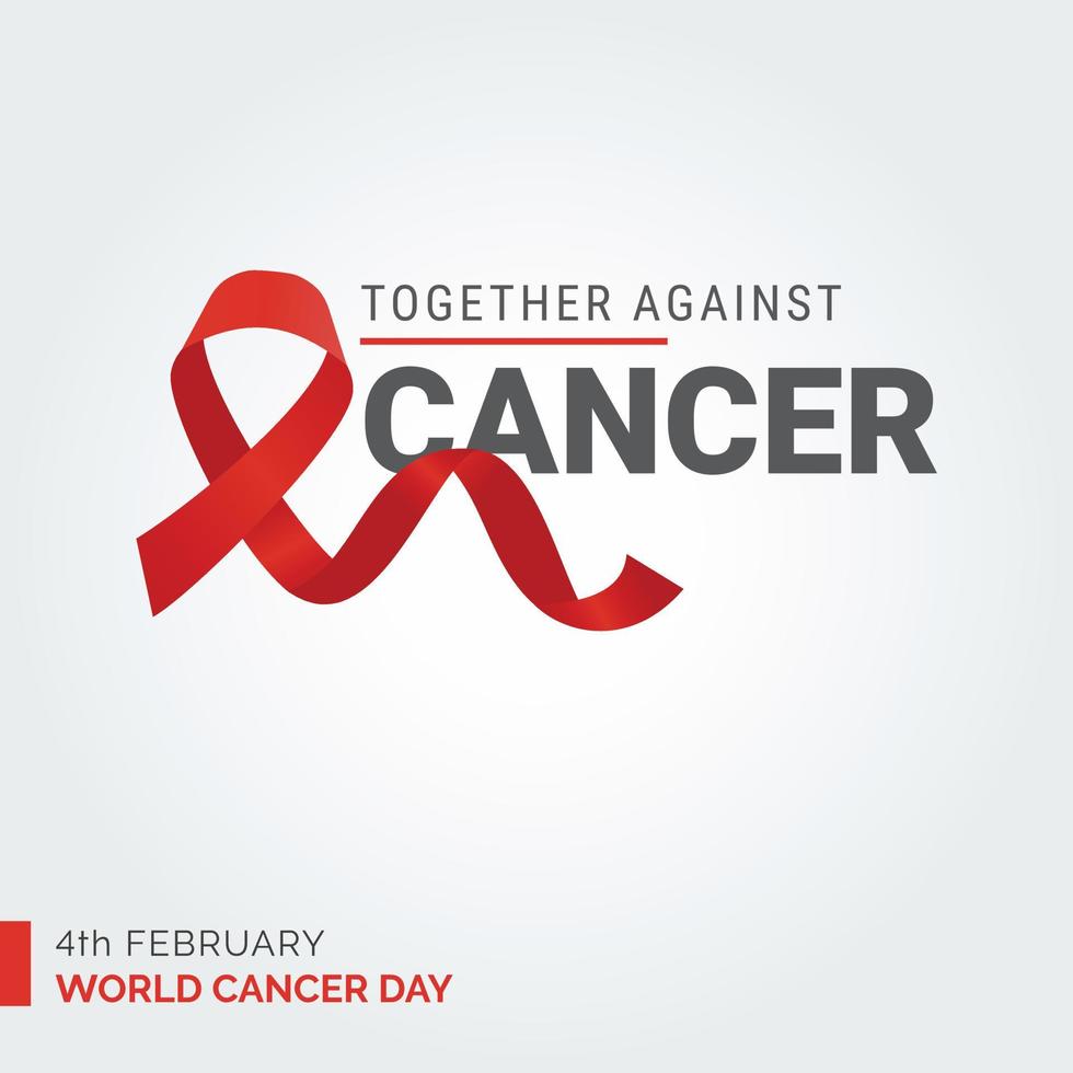 ensemble contre la typographie du ruban de cancer. 4 février journée mondiale contre le cancer vecteur