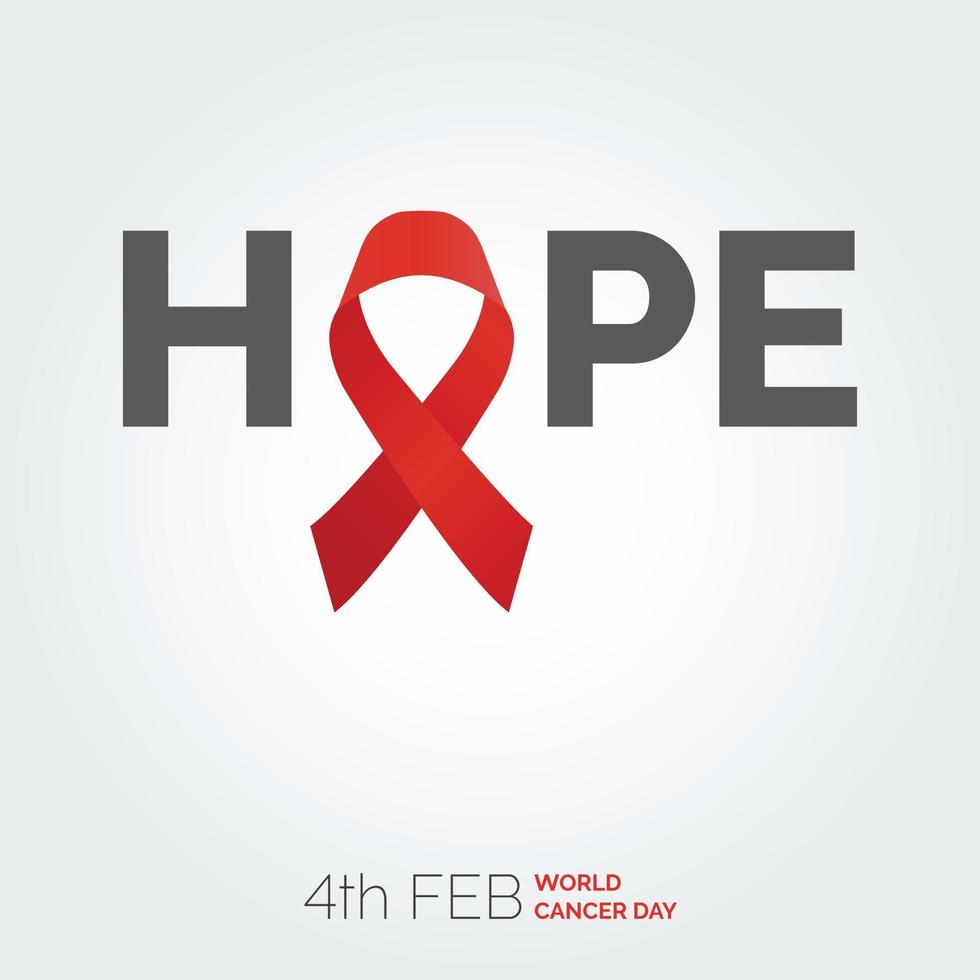 espérons la typographie du ruban. 4 février journée mondiale contre le cancer vecteur