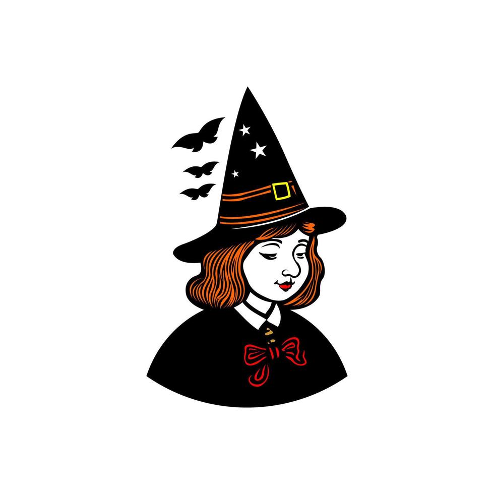 illustration de logo de petit sorcier mignon vecteur