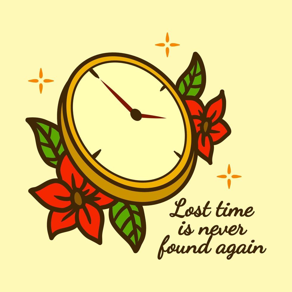 horloge et la conception d'illustration vectorielle fleur vecteur