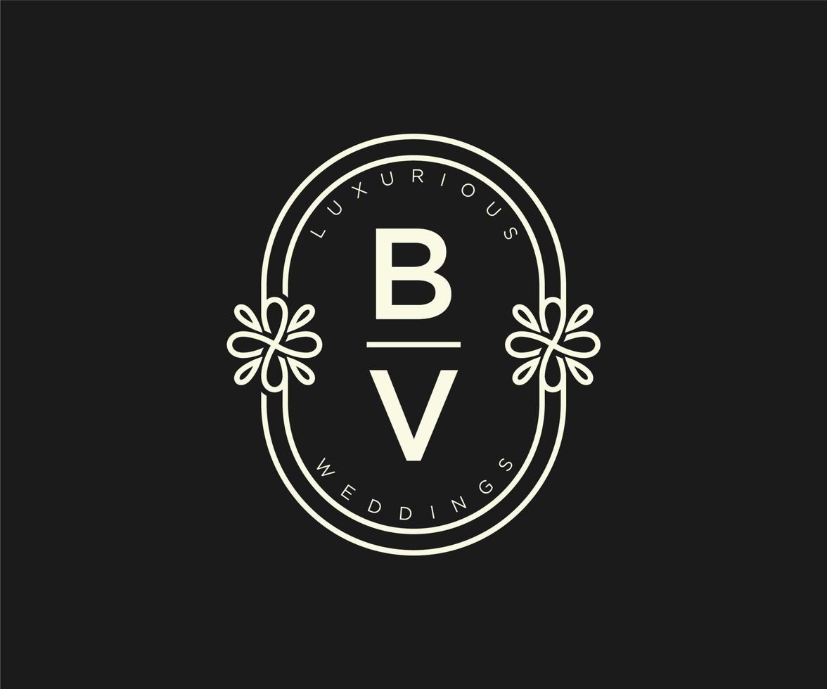 bv initiales lettre modèle de logos de monogramme de mariage, modèles minimalistes et floraux modernes dessinés à la main pour cartes d'invitation, réservez la date, identité élégante. vecteur