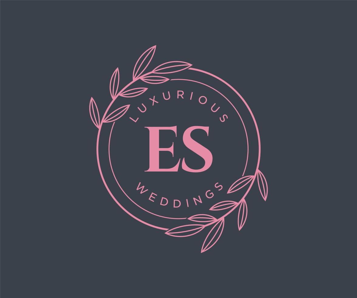 es initiales lettre modèle de logos de monogramme de mariage, modèles minimalistes et floraux modernes dessinés à la main pour cartes d'invitation, réservez la date, identité élégante. vecteur