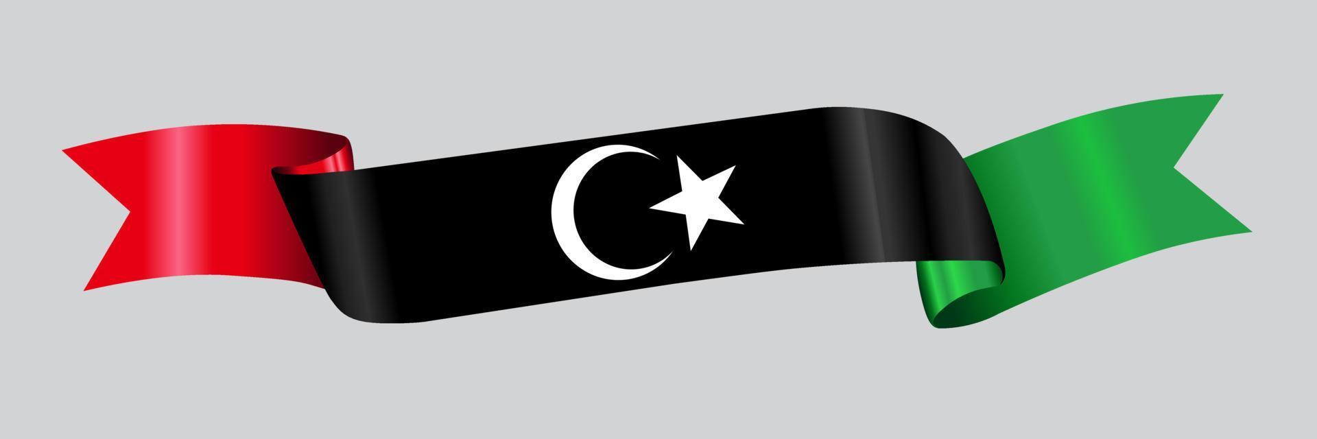 drapeau 3d de la libye sur ruban. vecteur