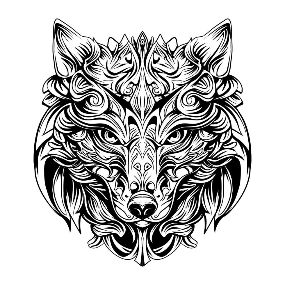 dessin de silhouette de loup en colère vecteur