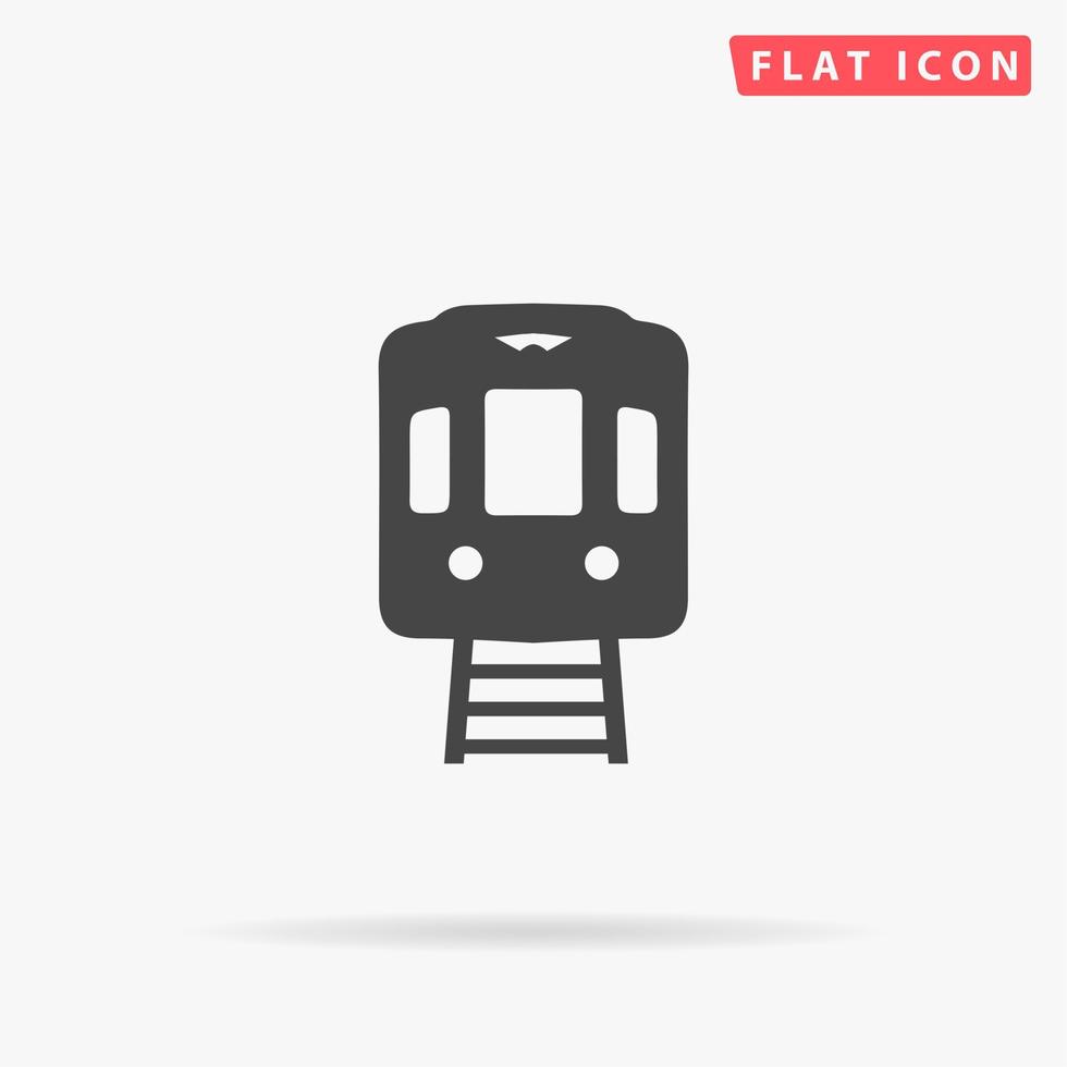 train métro. symbole plat noir simple avec ombre sur fond blanc. pictogramme d'illustration vectorielle vecteur