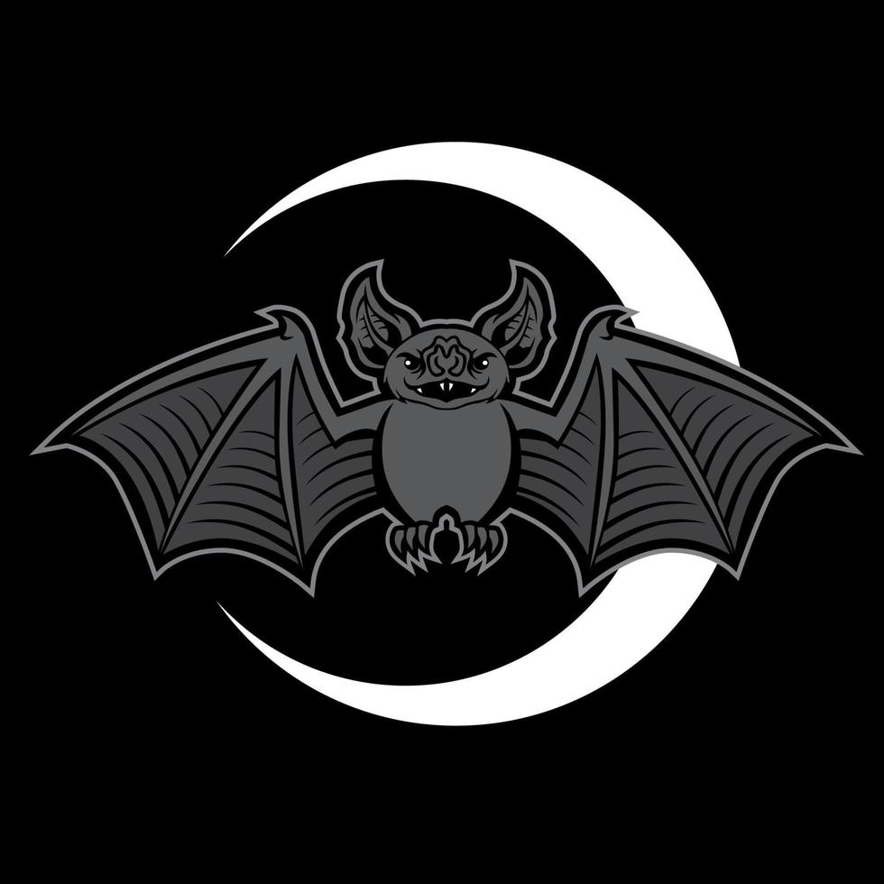 chauve-souris mascotte éclipse noire de nuit vecteur