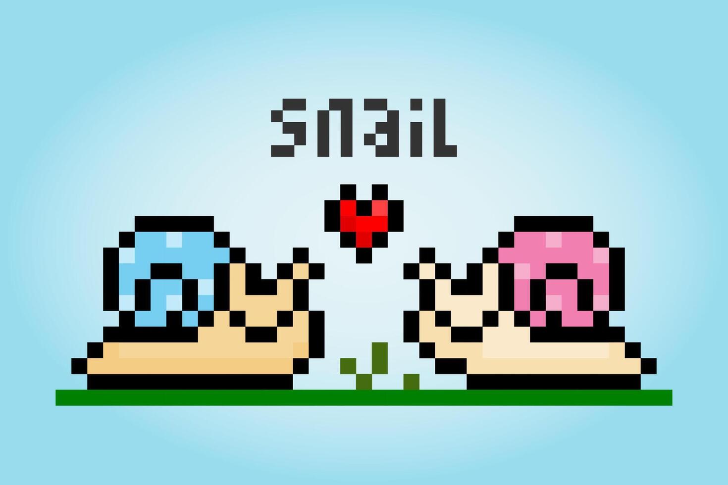 Pixel 8 bits d'un couple d'escargots amoureux. pixel animal pour les actifs du jeu et les motifs de point de croix, dans les illustrations vectorielles vecteur