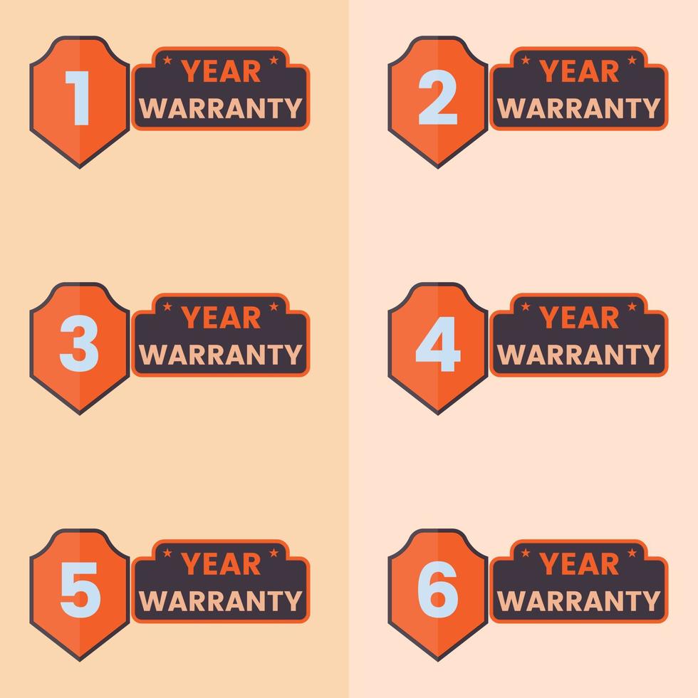 ensemble de badges de garantie premium 1 an de garantie à 6 ans d'étiquette de garantie vecteur