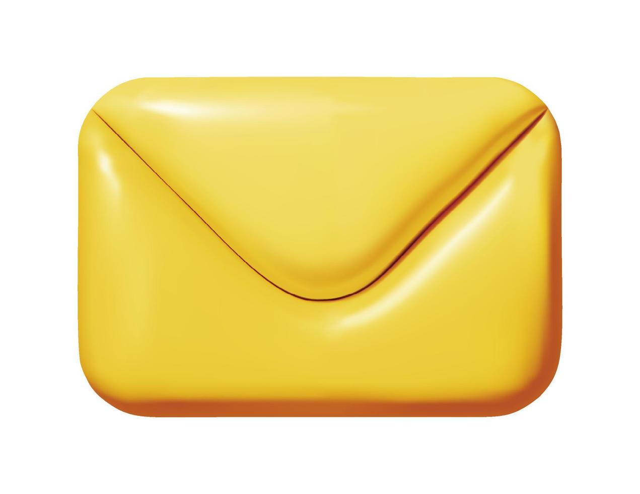 e-mail de vecteur d'enveloppe. lettres postales conception d'icône 3d réaliste dans un style de dessin animé en plastique. symbole d'envoi de messages. isolé sur fond blanc. illustration de couleur jaune