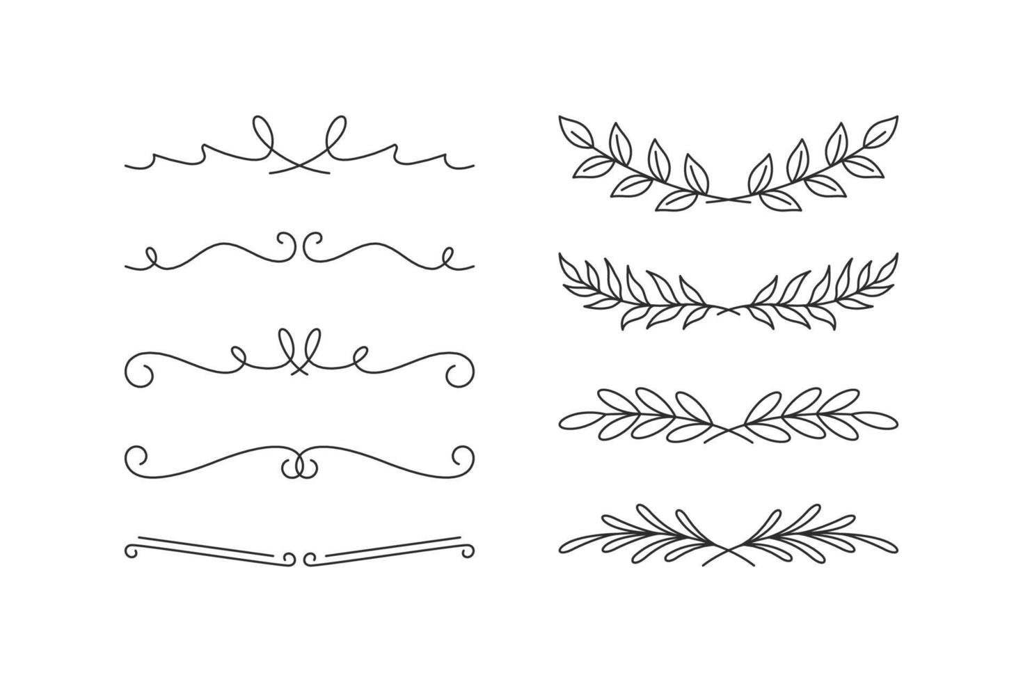 ensemble d'illustration vectorielle de bordures organiques florales dessinées à la main vecteur