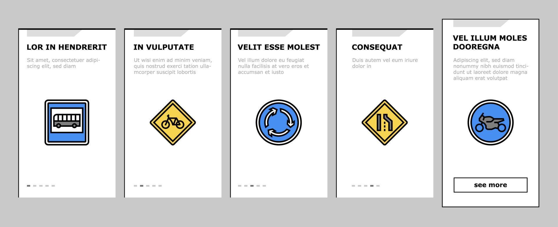 panneau de signalisation informations routières embarquement icônes définies vecteur